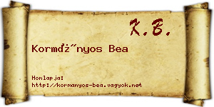 Kormányos Bea névjegykártya
